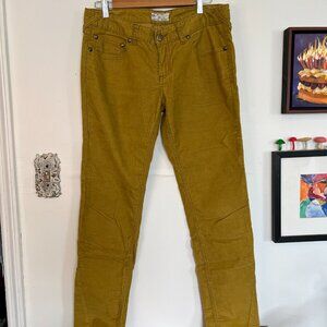Free People / Corduroy Skinny Slim Pants / Womens Size 30 / Mustard Yellow